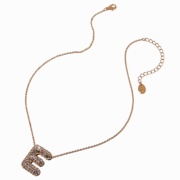 Claire's Gold-tone Pave Bubble Initial Pendant Necklace - Picture 2 of 8